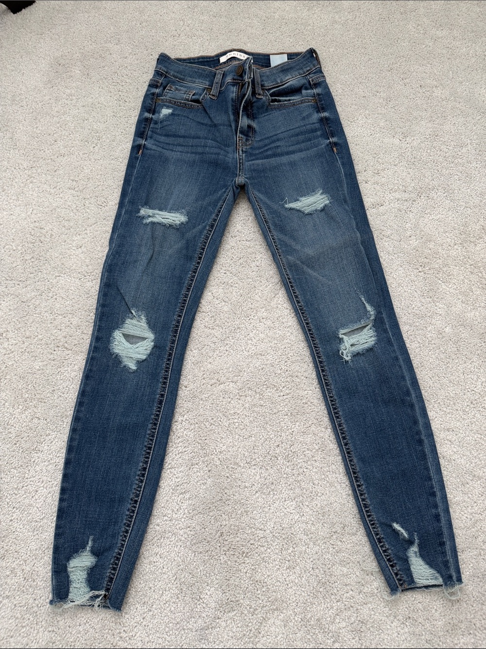 eunina Dark Blue Ripped Skinny Jeans